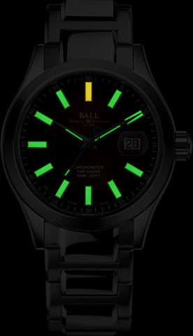 Ball Watch Company Engineer III Marvelight Chronometer Watch with red dial, steel bracelet, steel case