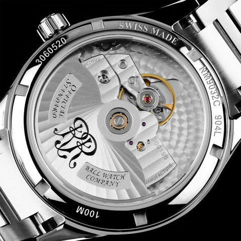 Ball Watch Company Engineer M Marvelight Watch with blue dial, steel bracelet, steel case