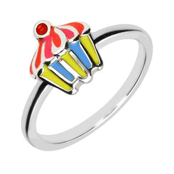 Sterling Silver NSPCC Enamel Multicoloured Cupcake Ring R1048