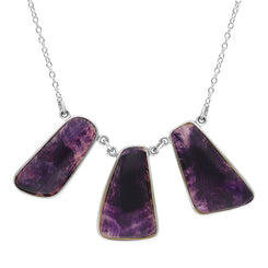 Sterling Silver Blue John Abstract Oblong Unique Necklace