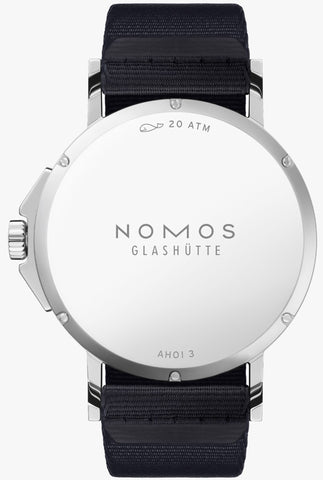 Nomos Glashutte Ahoi Neomatik 38 Date Atlantic Steel Back Watch