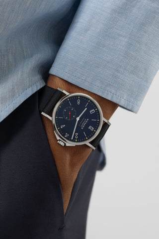 Nomos Glashutte Ahoi Neomatik 38 Date Atlantic Sapphire Crystal Watch