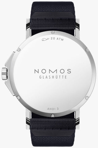 Nomos Glashutte Ahoi Neomatik 38 Date Sky Steel Back Watch