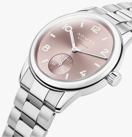 Nomos Glashutte Club Sport Neomatik 34 Rose Sapphire Glass Watch