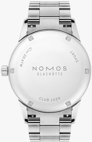 Nomos Glashutte Club Sport Neomatik 39 Smoke Steel Back Watch