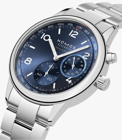 Nomos Glashutte Club Sport Neomatik Worldtimer Blue Sapphire Crystal Watch Pre-Order