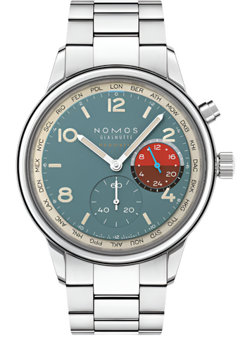 Nomos Glashutte Watch Club Sport Neomatik Worldtimer Glacier 790.S4