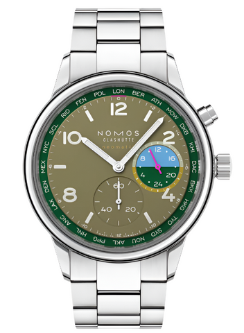 Nomos Glashutte Watch Club Sport Neomatik Worldtimer Jungle 790.S2