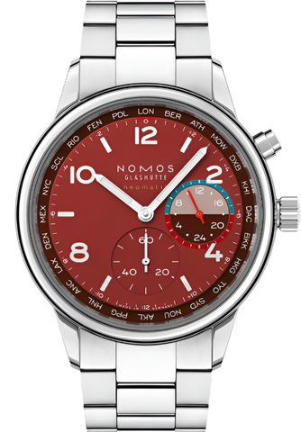 Nomos Glashutte Watch Club Sport Neomatik Worldtimer Magma 790.S5