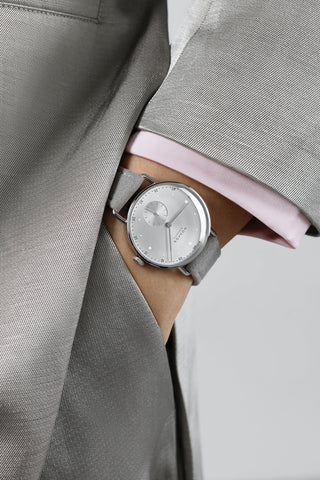 Nomos Glashutte Metro 33 Metro Silver Sapphire Crystal Watch
