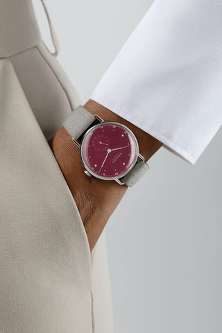 Nomos Glashutte Metro 33 Muted Red Sapphire Crystal Watch