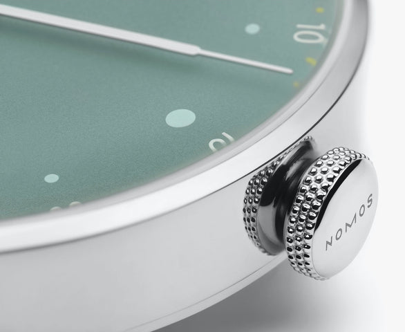 Nomos Glashutte Metro 33 Sage Steel Back Watch