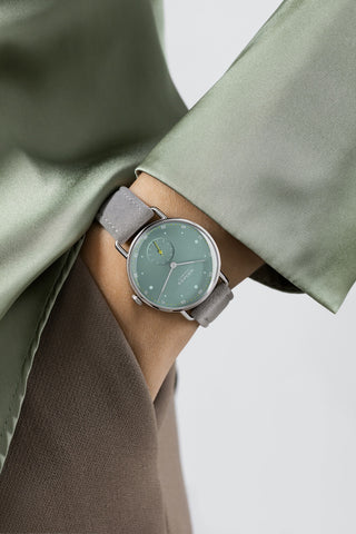 Nomos Glashutte Metro 33 Sage Steel Back Watch