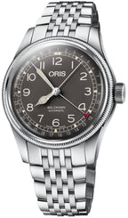 Oris Big Crown Pointer Date Watch with black dial, steel bracelet, steel case