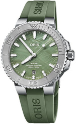 Oris Aquis New York Harbor Limited Edition Watch with green dial, rubber strap, steel case