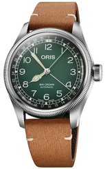 Oris Big Crown Pointer Date Cervo Volante Green Watch with leather strap, steel case