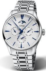 Oris Artelier Complication Watch with silver dial, steel bracelet, steel case
