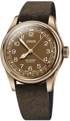Oris Big Crown Pointer Date Bronze Watch with brown dial, leather strap