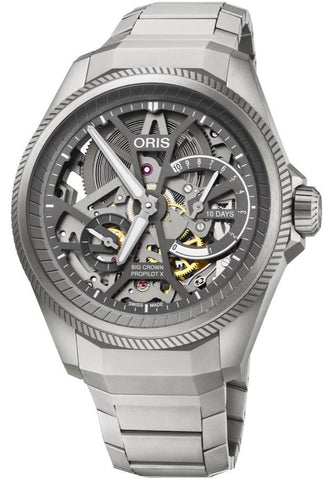 Oris Big Crown ProPilot X Calibre 115 Skeleton Bracelet Watch with titanium strap, titanium case