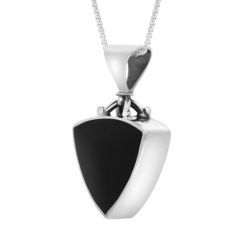 Sterling Silver Whitby Jet and Blue John Triangle Fob Pendant