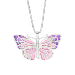 Sterling Silver Pink Enamel Butterfly Pendant