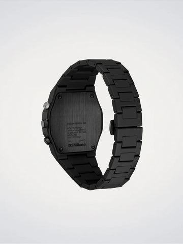 Black metal watch on a white background