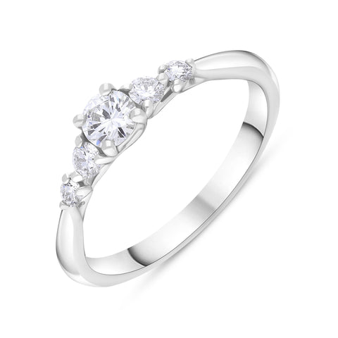 Platinum 0.44ct Diamond GIA Certified 5 Stone Ring