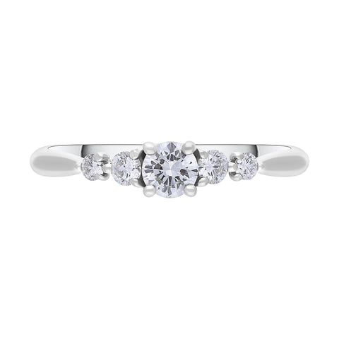 Platinum 0.44ct Diamond GIA Certified 5 Stone Ring