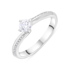 Platinum 0.30 Diamond 0.09 4 Claw Twist Diamond Shank Ring