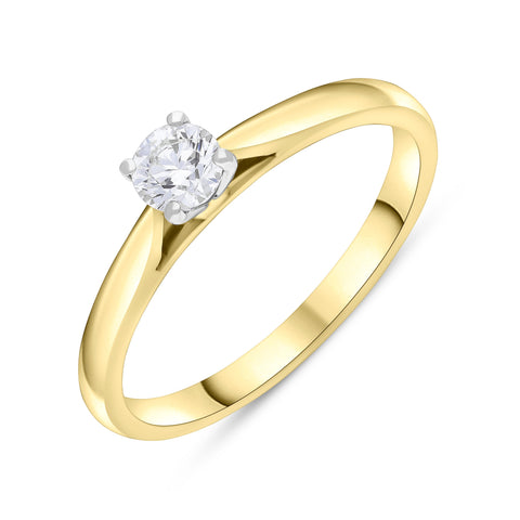 18ct Yellow Gold .26 Diamond 4 Platinum Claw Ring