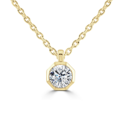 9ct Yellow Gold 0.25ct Lab Grown Diamond Solitaire Octagonal Necklace