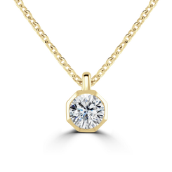 18ct Yellow Gold 0.30ct Diamond Solitaire Octagonal Necklace