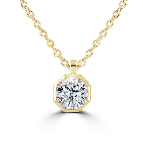 18ct Yellow Gold 0.40ct Diamond Solitaire Octagonal Necklace