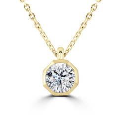 18ct Yellow Gold 0.50ct Diamond Solitaire Octagonal Necklace