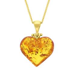 Gold Plated Amber Small Heart Pendant