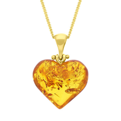 Gold Plated Amber Small Heart Pendant