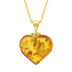 Gold Plated Small Amber Heart Pendant