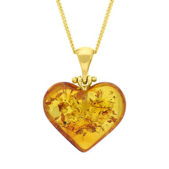Gold Plated Amber Small Heart Necklace