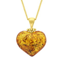 Gold Plated Amber Small Heart Pendant