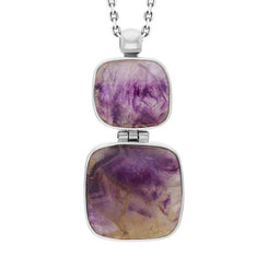 Sterling Silver Blue John Two Stone Hinge Drop Unique Pendant