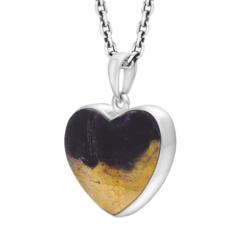 Sterling Silver Blue John Unique Heart Pendant