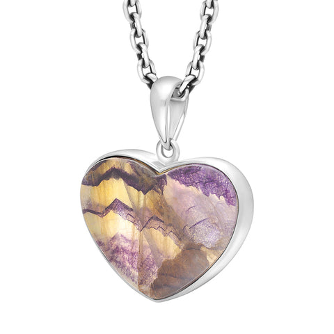 Sterling Silver Blue John Abstract Heart Unique Pendant