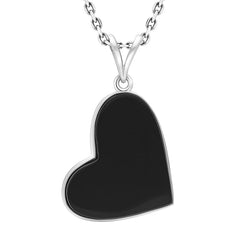 Sterling Silver Whitby Jet Unique Heart Pendant