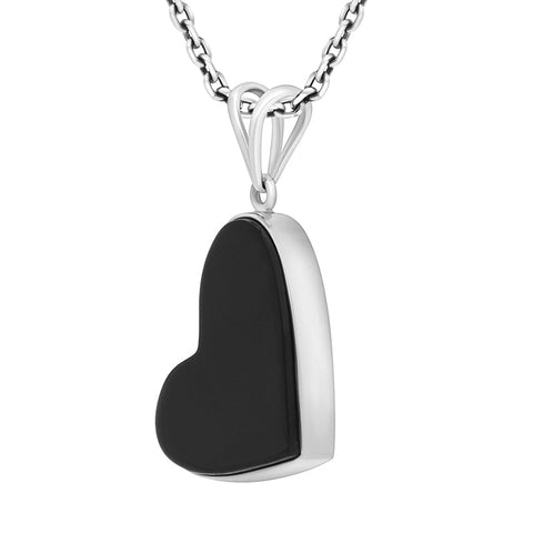 Sterling Silver Whitby Jet Unique Heart Pendant