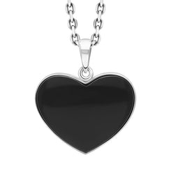 Sterling Silver Whitby Jet Unique Heart Pendant