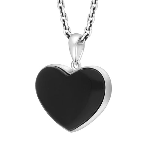 Sterling Silver Whitby Jet Unique Heart Pendant