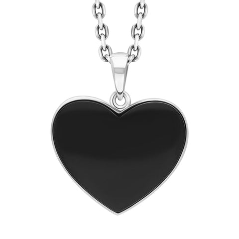Sterling Silver Whitby Jet Unique Heart Pendant