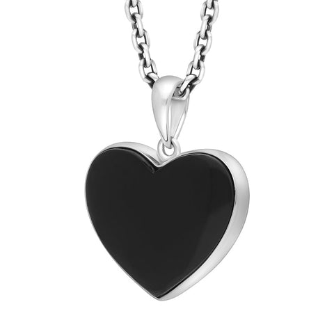 Sterling Silver Whitby Jet Unique Heart Pendant