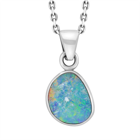 Sterling Silver Abstract Opal Doublet Necklace