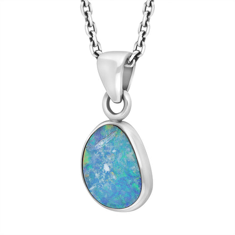 Sterling Silver Abstract Opal Doublet Necklace